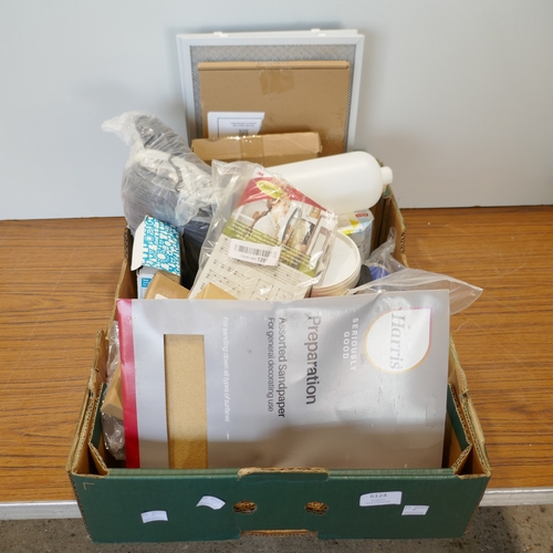 6124 - A box of miscellaneous items to include Uni-Bond moisture absorber tablets, tub of iron sulphate, te... 