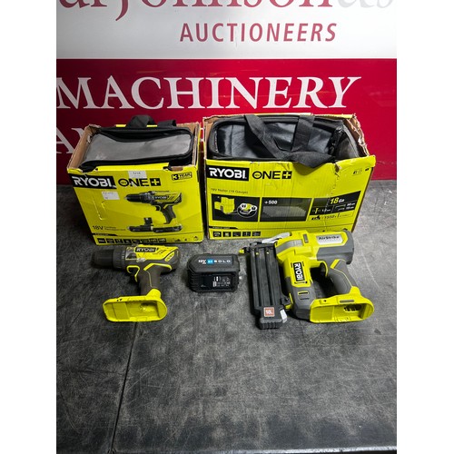 A Ryobi One + R18PD3-215SK, 18V cordless percussion drill and a Ryobi ...