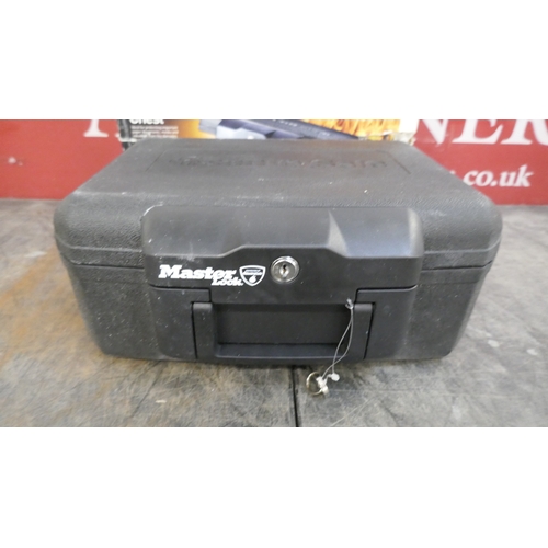 A Master Lock small security chest with box and two keys