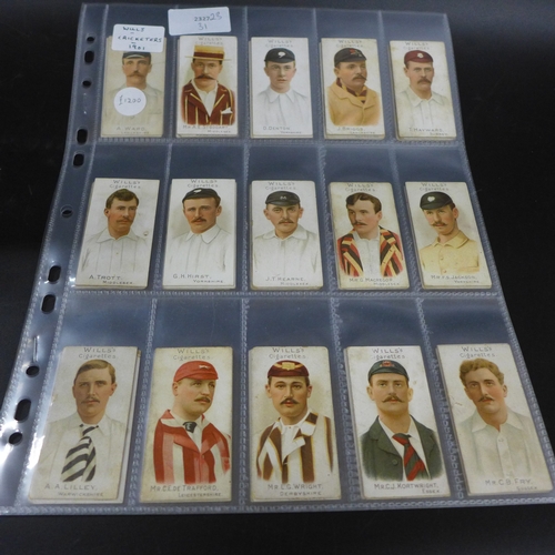 2078 - A set of Wills cigarette cards, Cricketer series 1901, complete set of 50