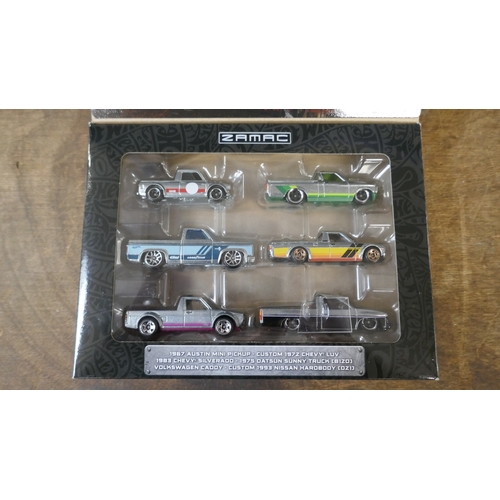 Two Hotwheels Zamac sets of 6 toy cars, a Hotwheels replay the classics ...