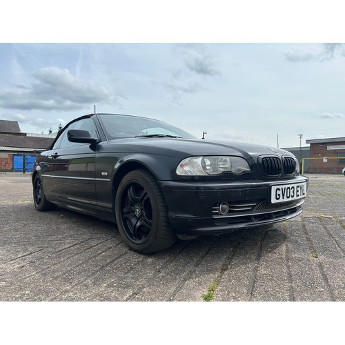 5278 - A 2003 black 3.0 litre BMW 330Ci Auto convertible, registration GV03 EYL

120918 recorded miles on t... 