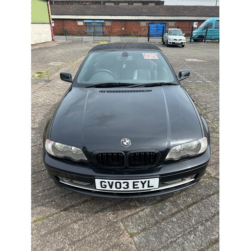 5278 - A 2003 black 3.0 litre BMW 330Ci Auto convertible, registration GV03 EYL

120918 recorded miles on t... 