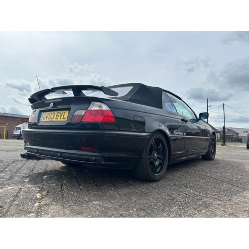 5278 - A 2003 black 3.0 litre BMW 330Ci Auto convertible, registration GV03 EYL

120918 recorded miles on t... 