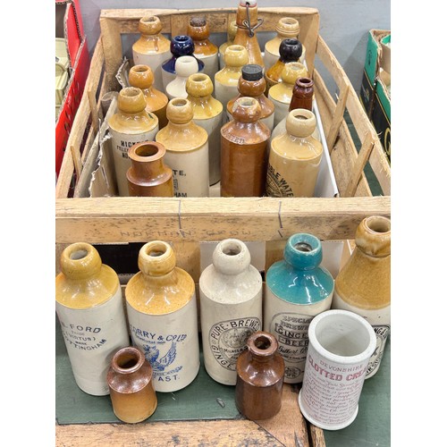 2152 - A large collection of vintage glass and stoneware bottles, approximately 60, including Hendry's Edin... 