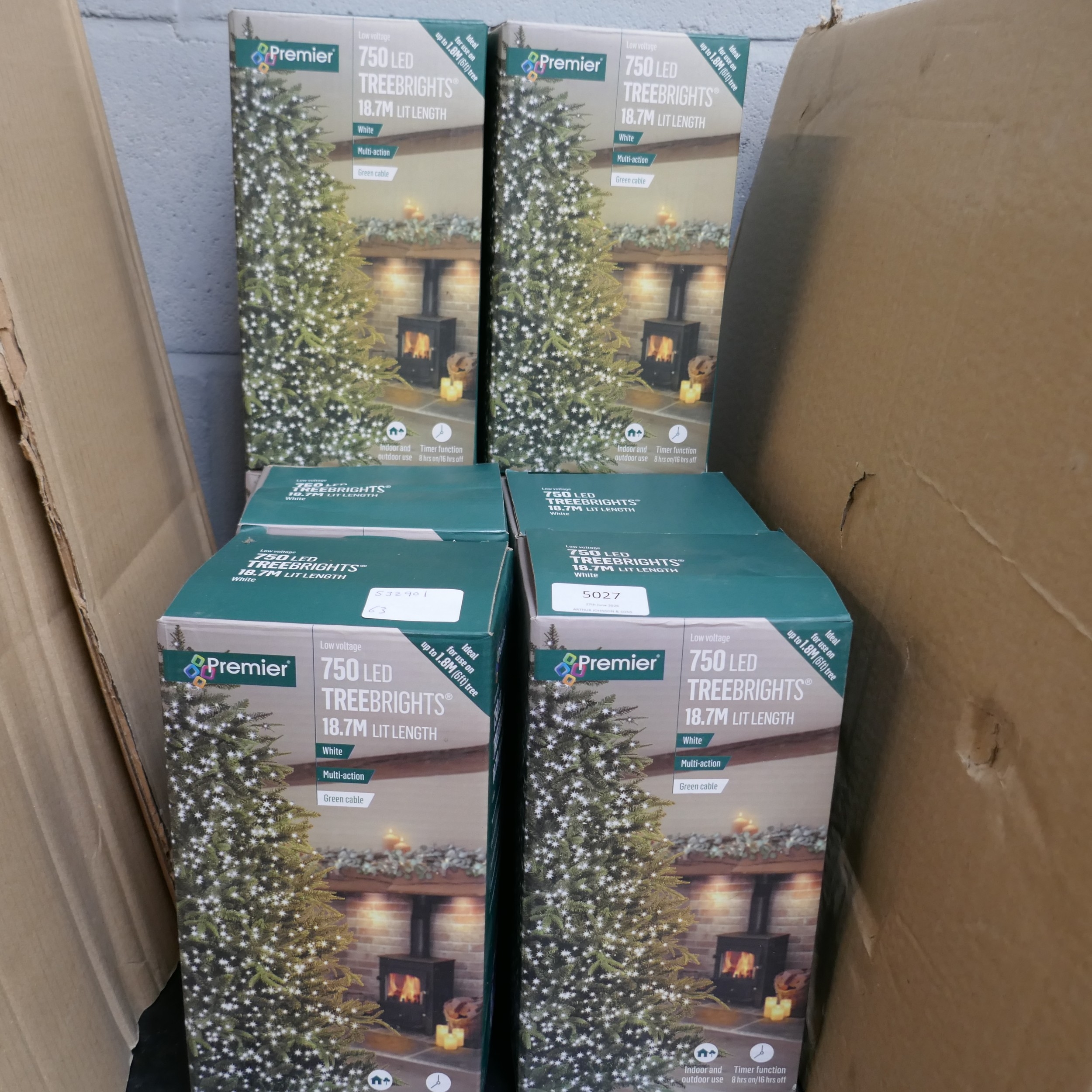 12 boxes of Premier white multi-action 750 LED Treebright string lights ...