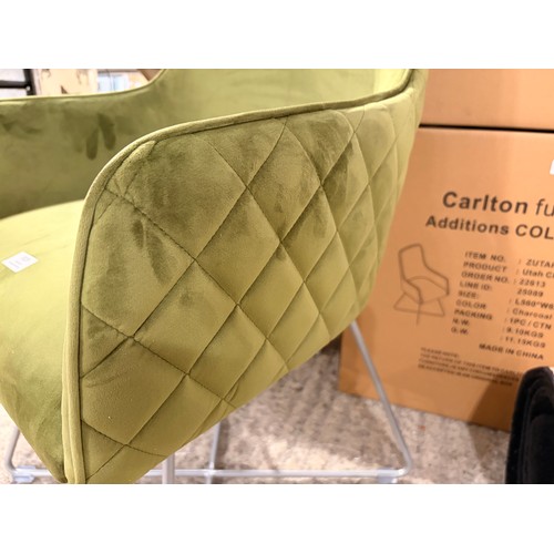 3024 - An olive velvet Utah dining chair (CFL-318-6)