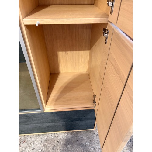 3081 - A two drawer three door wood and glass cabinet (CFL-318-50)