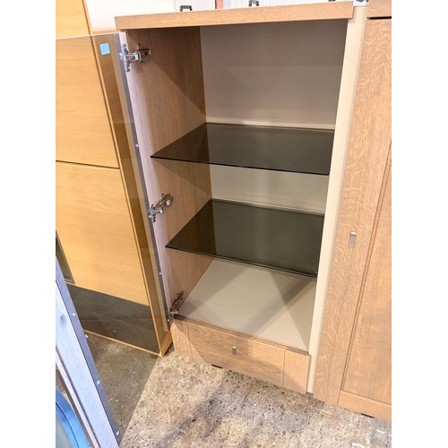 3093 - A two door single drawer wood and glass cabinet (CFL-318-51)