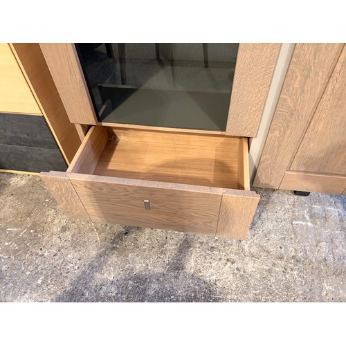3093 - A two door single drawer wood and glass cabinet (CFL-318-51)