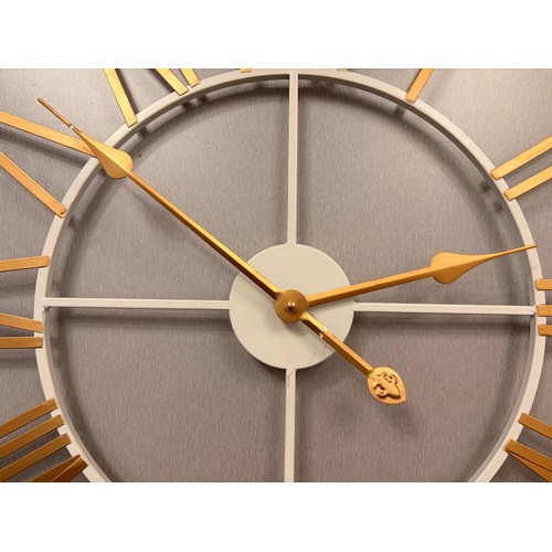 3013A - A white and gold effect large skeleton clock