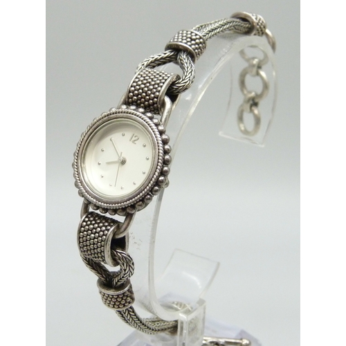 7024 - A Suarti silver wristwatch, marked 925 BA, 48g, 26mm, case back stainless steel
