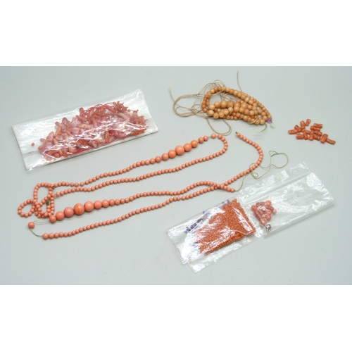 7041 - A collection of coral and coral style beads