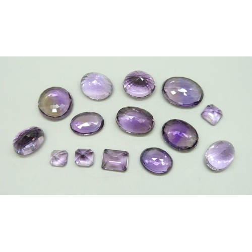 7044 - A collection of mainly amethyst stones, some a/f, 59g total