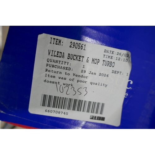 6030 - Two Vileda Turbo 2in1 microfibre mop and buckets, (388-213,214) *This lot is subject to VAT