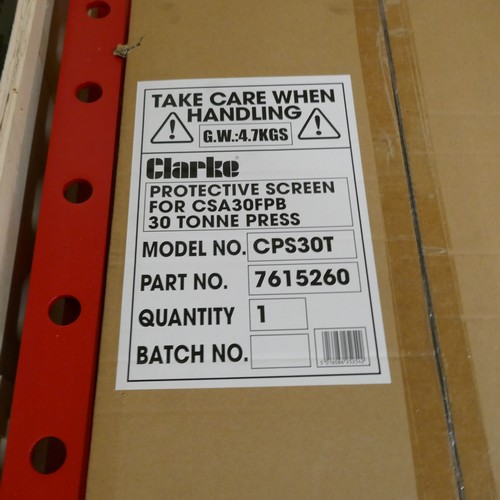 5053 - A Clarke Strong-Arm CSA30FPB 30 tonne floor press with protective screen  * This lot is subject to V... 