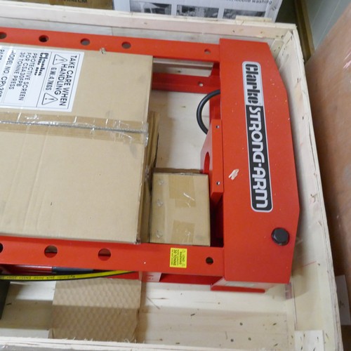 5053 - A Clarke Strong-Arm CSA30FPB 30 tonne floor press with protective screen  * This lot is subject to V... 