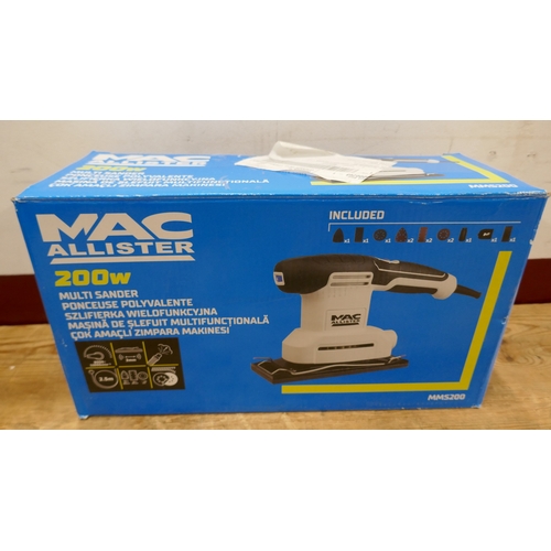 5017 - A boxed Mac Allister MR05300, 300W random orbital sander and a boxed Mac Allister MMS200, 200W multi... 