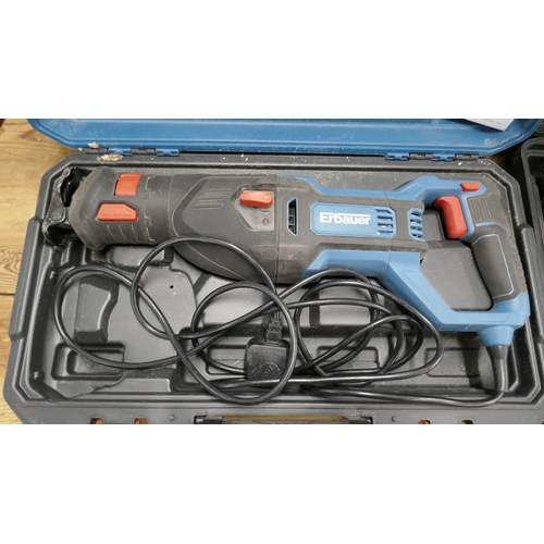 5024 - A cased Erbauer ERS1100, 1100W, 230V reciprocating saw and a cased Mac Allister MSRH1500-A, 1500W, 2... 