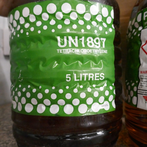 Two 5 litre bottles ofUN1897 Tetrachloroethylene *This lot is subject ...