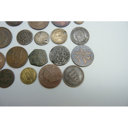 7053 - A collection of world coins - copper, bronze and brass including UK, Jersey, Sweden, Canada, Valenci... 