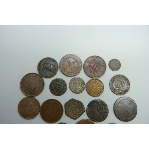 7053 - A collection of world coins - copper, bronze and brass including UK, Jersey, Sweden, Canada, Valenci... 