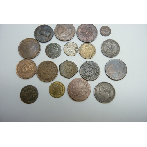 7053 - A collection of world coins - copper, bronze and brass including UK, Jersey, Sweden, Canada, Valenci... 
