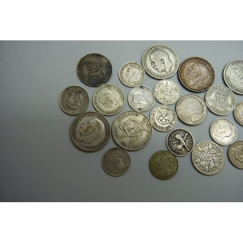 7054 - A collection of half silver coins, 64g