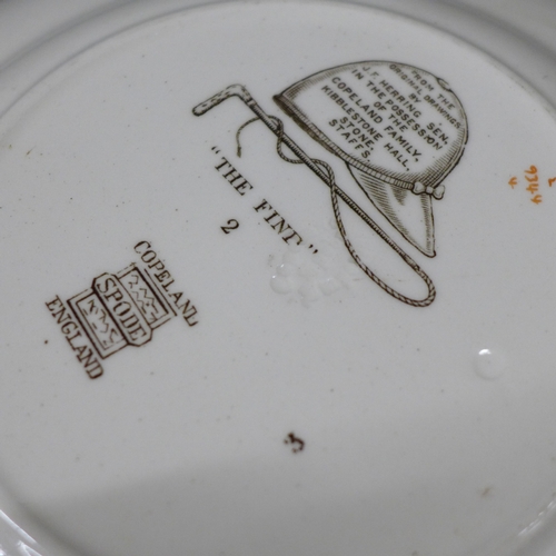 2009 - A Spode The Fint pattern plate, Spode The Huntsman pattern large cup, and a similar pattern Southfie... 