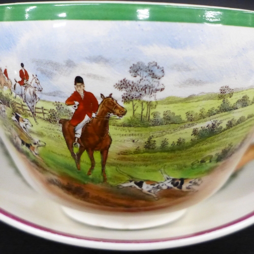 2009 - A Spode The Fint pattern plate, Spode The Huntsman pattern large cup, and a similar pattern Southfie... 