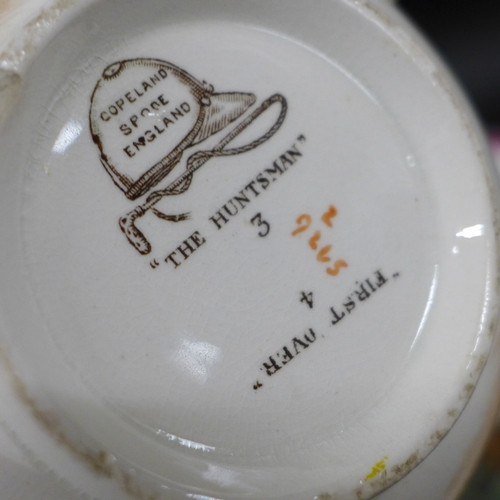 2009 - A Spode The Fint pattern plate, Spode The Huntsman pattern large cup, and a similar pattern Southfie... 