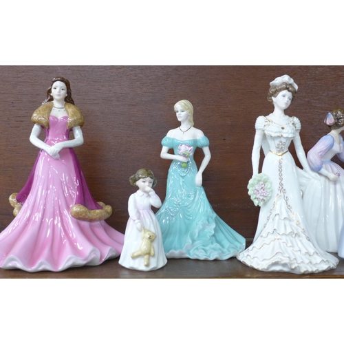 2012 - A large collection of porcelain figurines Royal Doulton and Coalport to include nine large figures a... 
