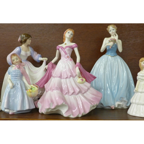 2012 - A large collection of porcelain figurines Royal Doulton and Coalport to include nine large figures a... 