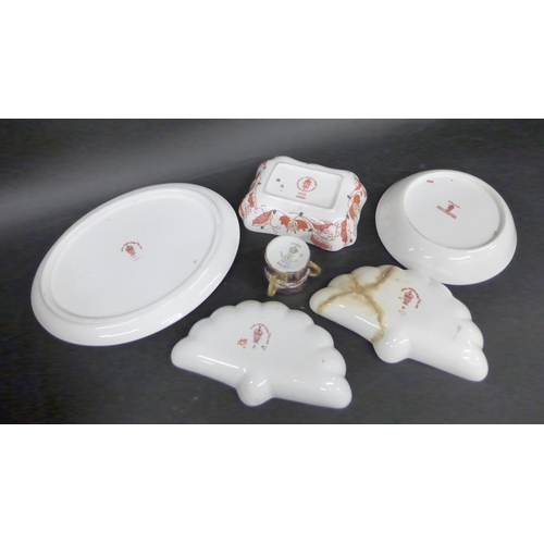 2027 - A collection of Royal Crown Derby Imari pattern pieces comprising oval tray, circular dish, rectangu... 