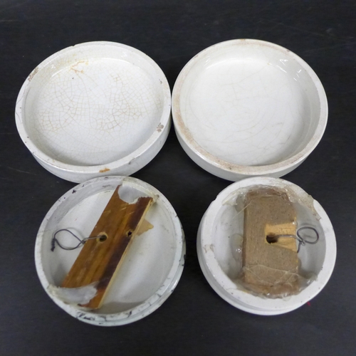 2034 - Four Victorian Prattware ceramic pot lids including two Burgess Genuine Anchovy Paste and Oriental T... 