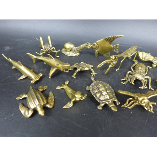 2035 - A collection of miniature animal and insect brass figures