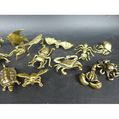 2035 - A collection of miniature animal and insect brass figures