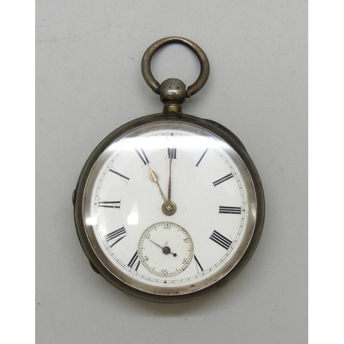 7307 - A silver cased pocket watch, movement signed J.D Jones Tunstall, Birmingham, 1892, 131g