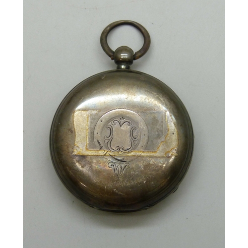 7307 - A silver cased pocket watch, movement signed J.D Jones Tunstall, Birmingham, 1892, 131g