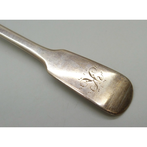 7019 - A George IV silver serving spoon, possibly James Beebe, 1823, 22.5cm, 74g