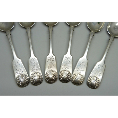 7020 - A set of six Victorian silver spoons, possibly William Rawlings Sobey, Exeter, 1838, 140g