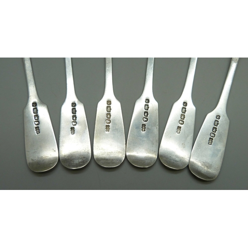 7020 - A set of six Victorian silver spoons, possibly William Rawlings Sobey, Exeter, 1838, 140g