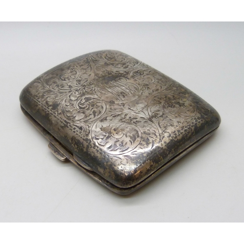7024 - A silver cigarette case, 86g, 8.2cm, a/f