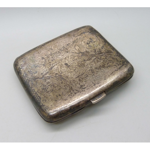 7024 - A silver cigarette case, 86g, 8.2cm, a/f
