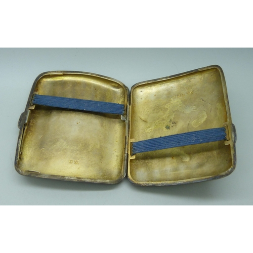 7024 - A silver cigarette case, 86g, 8.2cm, a/f