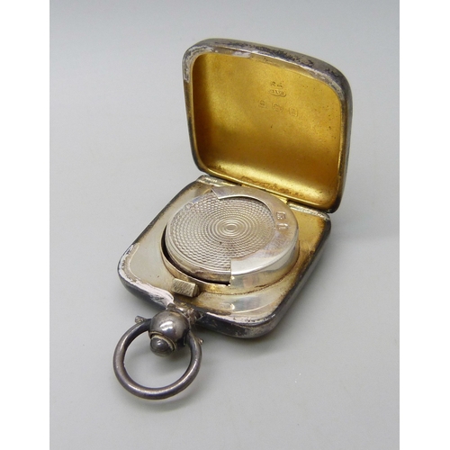 7030 - A Edward VII/George V silver sovereign case, Birmingham, 1910, 19.4g, 4.6cm including loop
