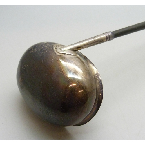 7034 - A silver toddy ladle with ebonised twist handle, Sheffield, 1970, 60g total