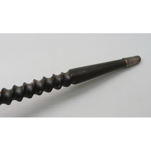 7034 - A silver toddy ladle with ebonised twist handle, Sheffield, 1970, 60g total
