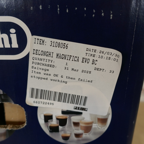 6003 - A Delonghi Magnifica Evo coffee machine, original RRP £449.99 + VAT (390-188) *This lot is subject t... 