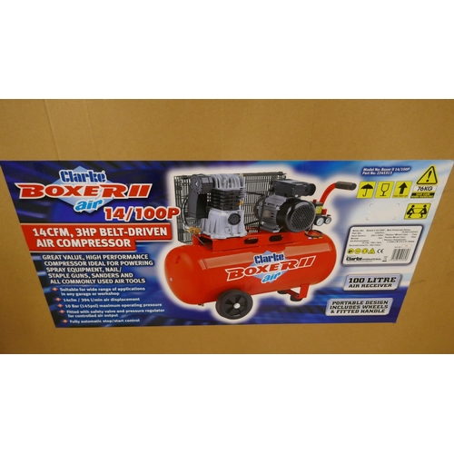 5048 - A boxed sample Clarke Boxer Air II 14/100P,14CFM, 3HP belt driven air compressor  *This lot is subje... 